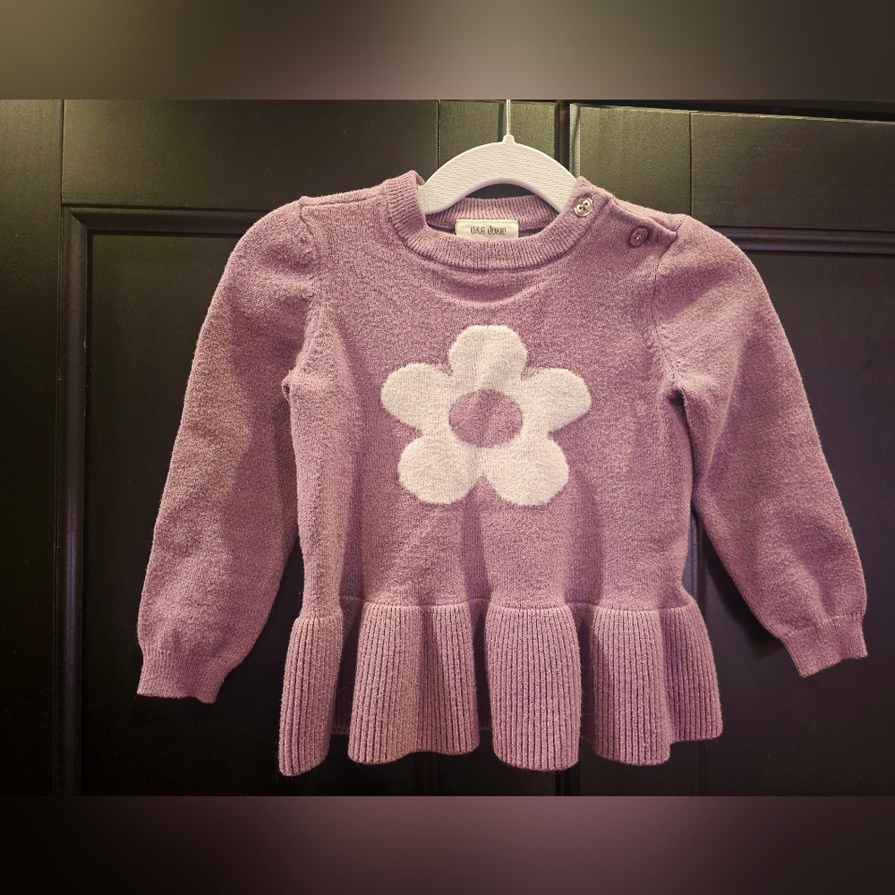 Okie Dokie Purple Flower Knit Sweater- 18 Month